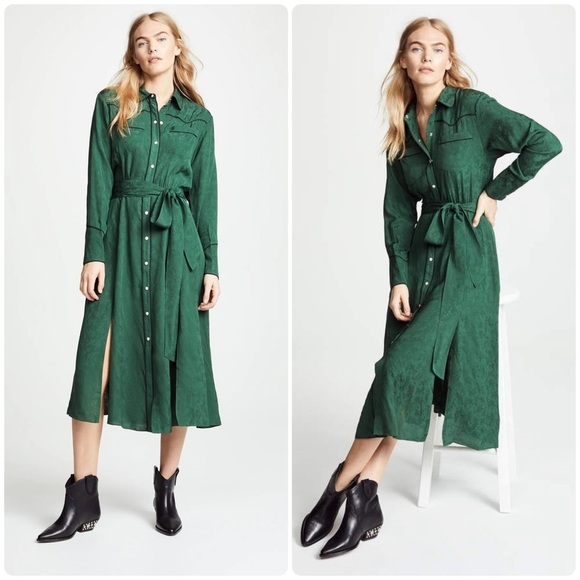 New! Veronica Beard Spur Western Silk Dress in Green 💚 size 8 NWT! - Picture 1 of 7